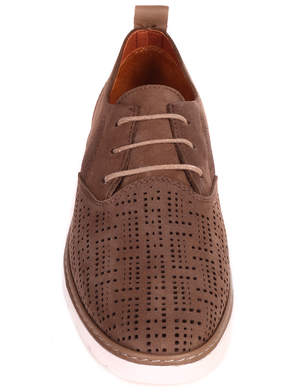 Mъжки обувки от естествен набук в кафяво 7AT-24373 nude