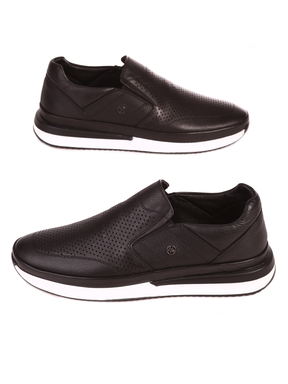 Ежедневни мъжки обувки от естествена кожа в черно 7AT-24375 black