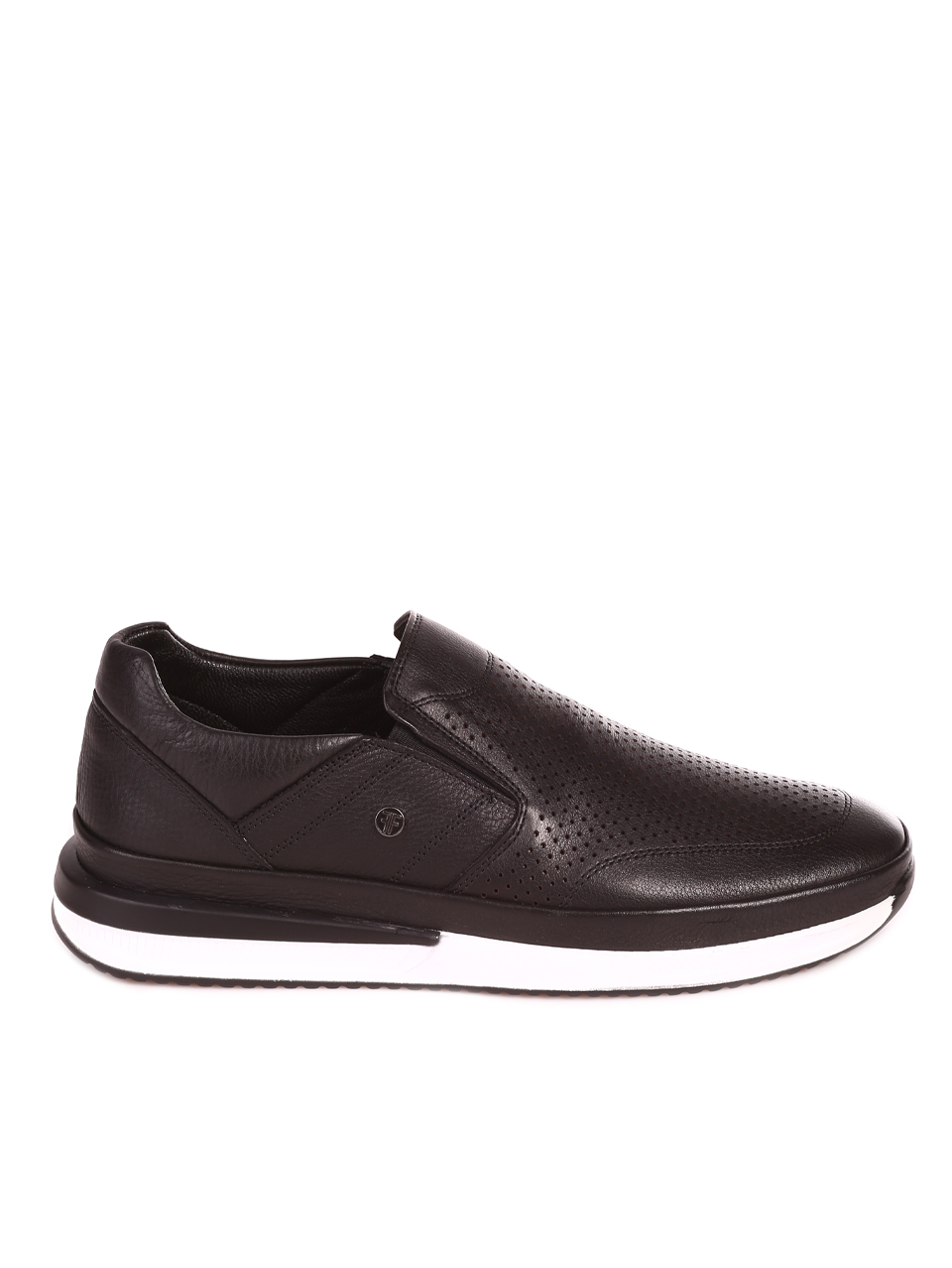 Ежедневни мъжки обувки от естествена кожа в черно 7AT-24375 black