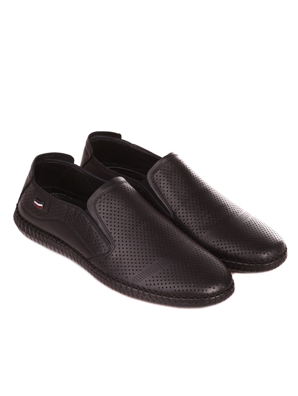 Eжедневни мъжки обувки от естествена кожа в черно 7AT-24377 black