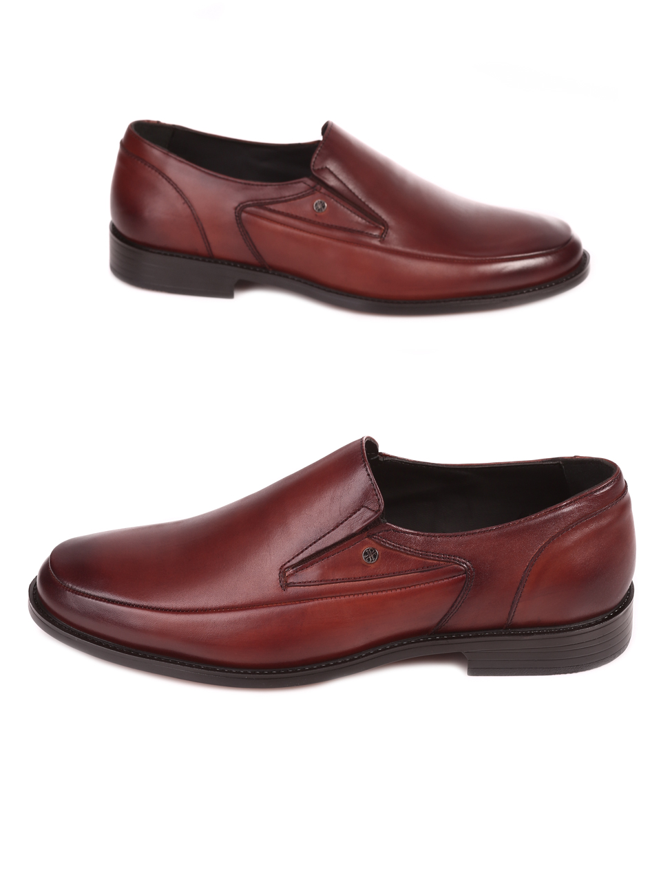 Eлегантни мъжки обувки от естествена кожа 153-5834 dk.brown