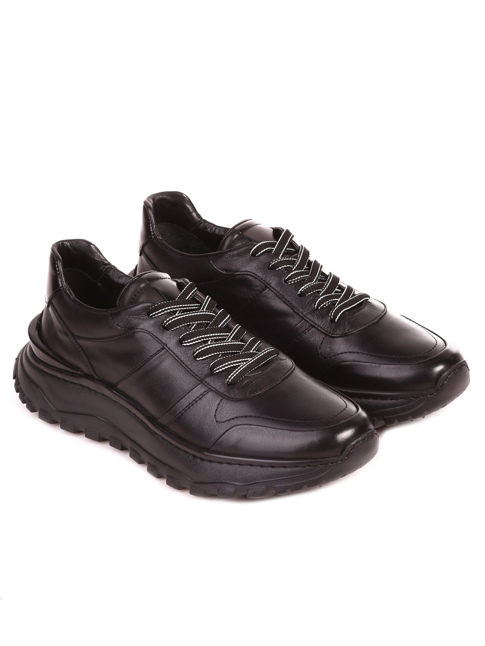 Eжедневни мъжки обувки от естественакожа 152-19202 S-3 all black