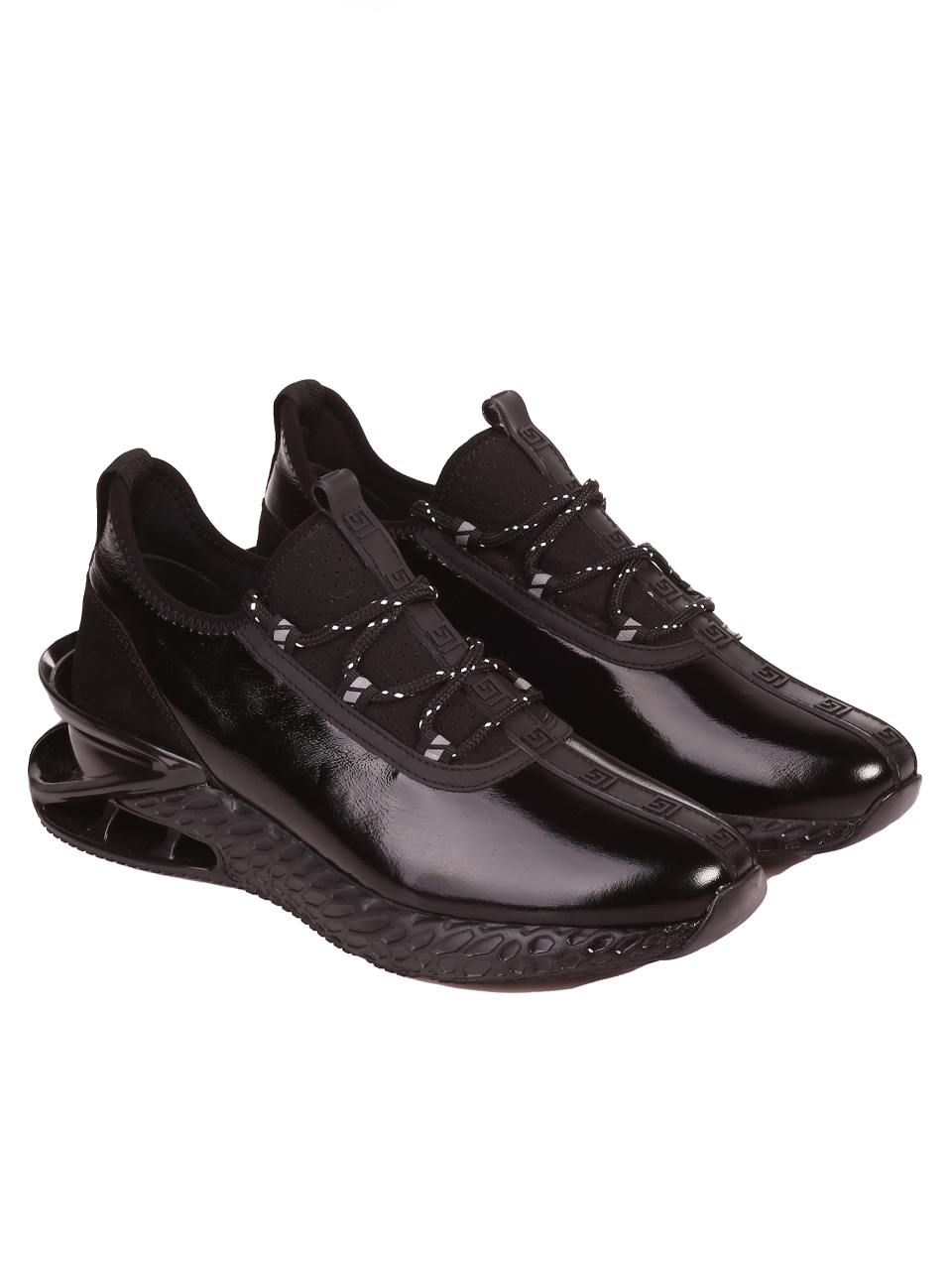 Ежедневни мъжки обувки от естествен набук и лак 152-19494 black