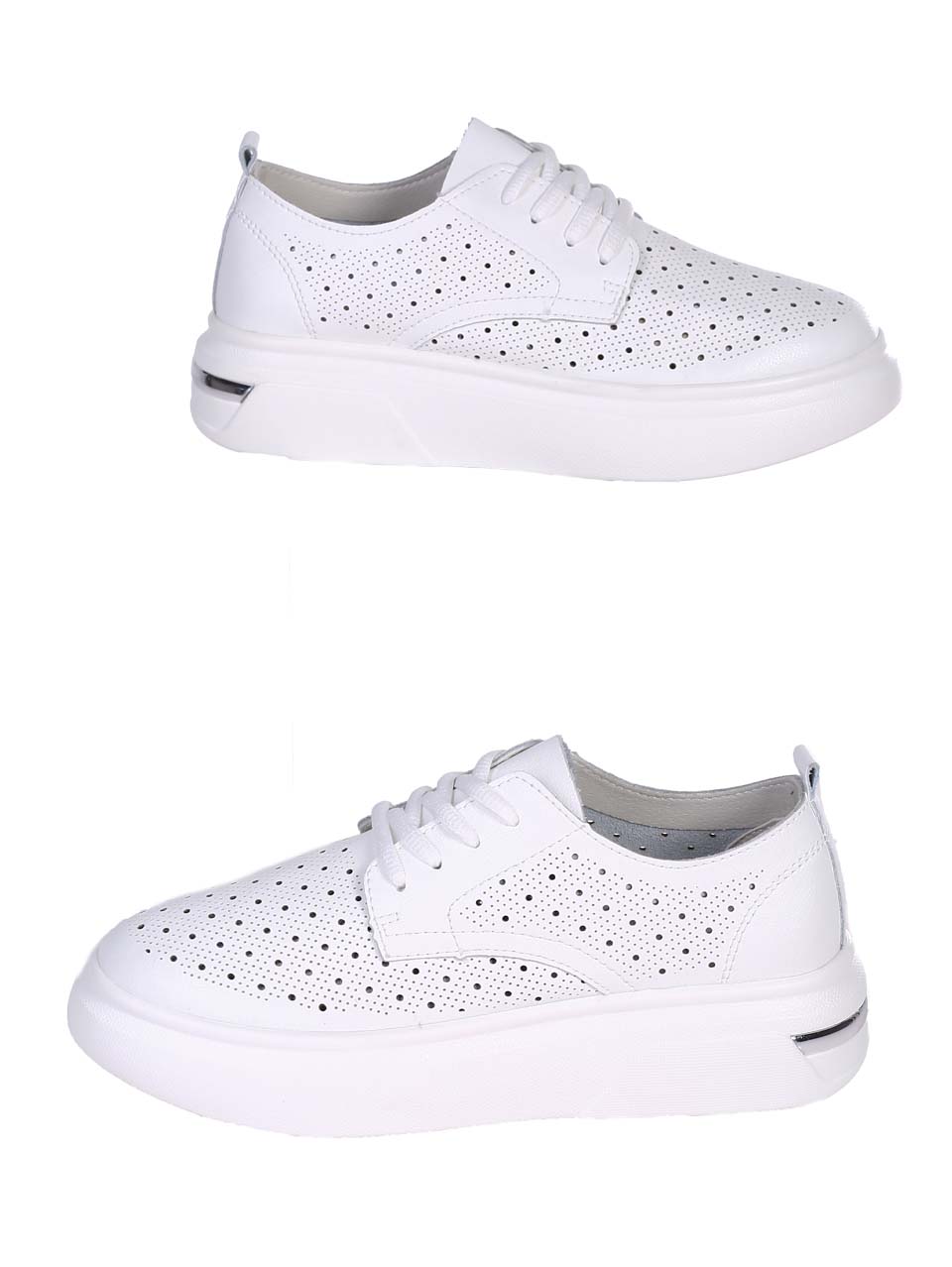 Ежедневни дамски обувки от естествена кожа в бяло 3AF-24051 white