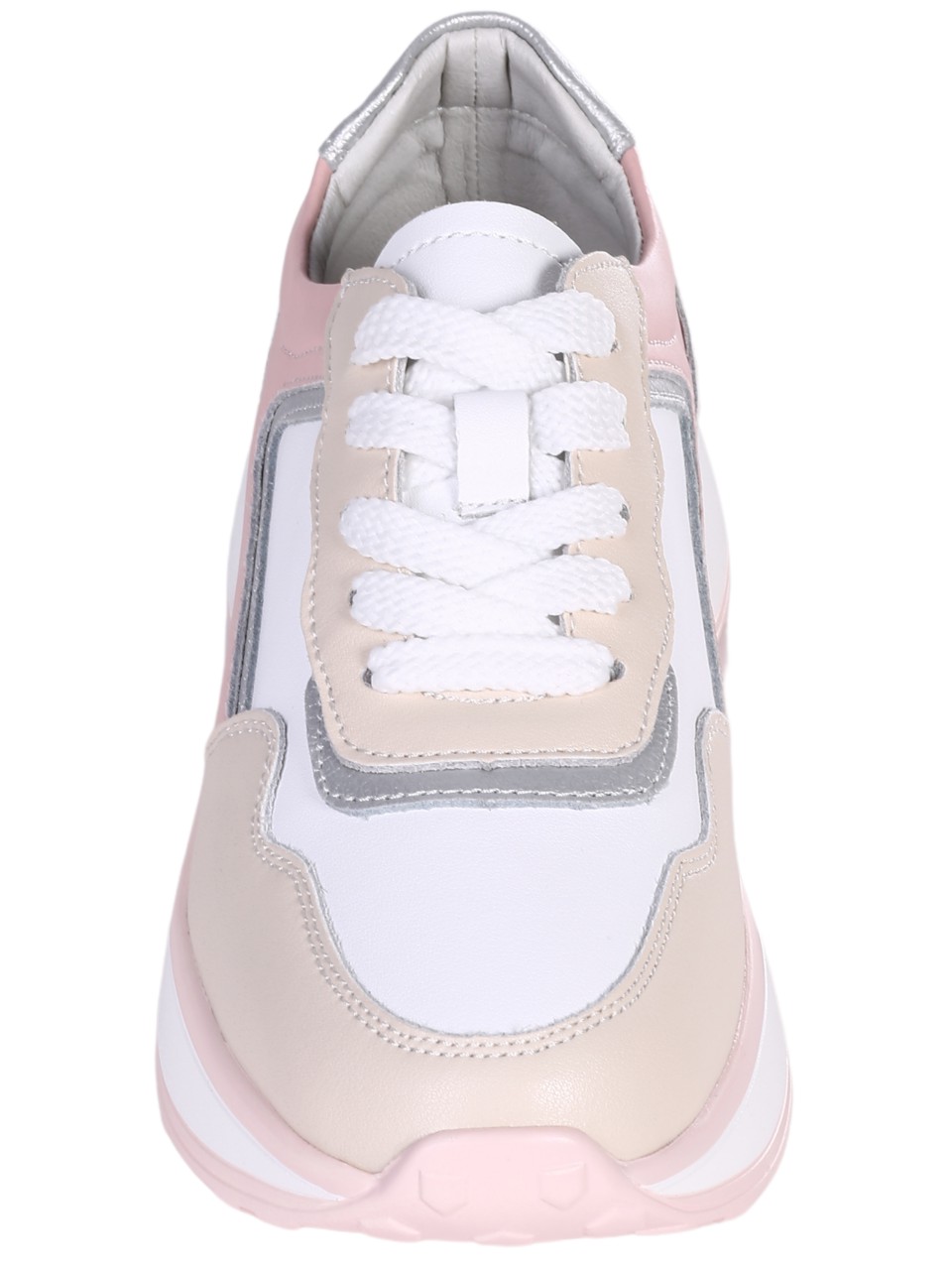 Ежедневни дамски обувки от естествена кожа  в бял/бежов/розов цвят 3AF-24052 white/beige/pink