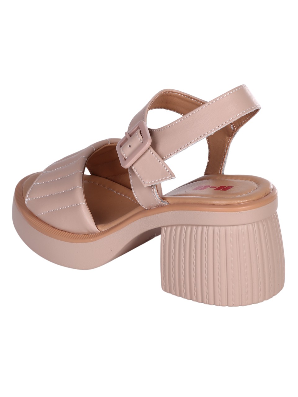 Ежедневни дамски сандали от естествена кожа в бежово 4AF-24060 beige