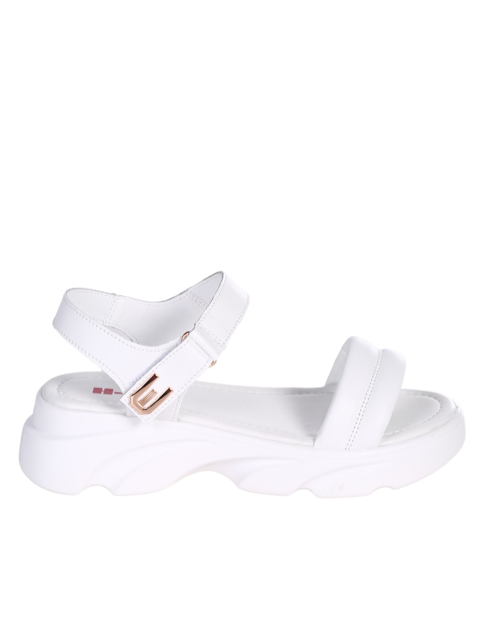 Ежедневни дамски сандал от естествена кожа в бяло 4AF-24061 white