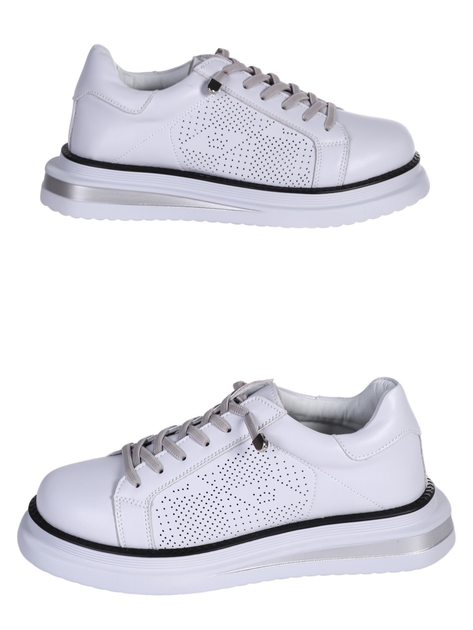 Ежедневни дамски обувки от естествена кожа в сиво 3AF-24067 grey