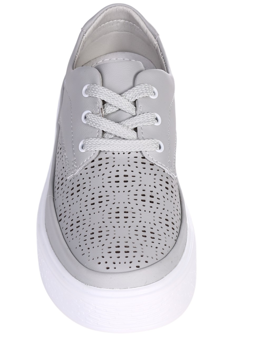 Ежедневни дамски обувки от естествена кожа в сиво 3AF-24068 grey