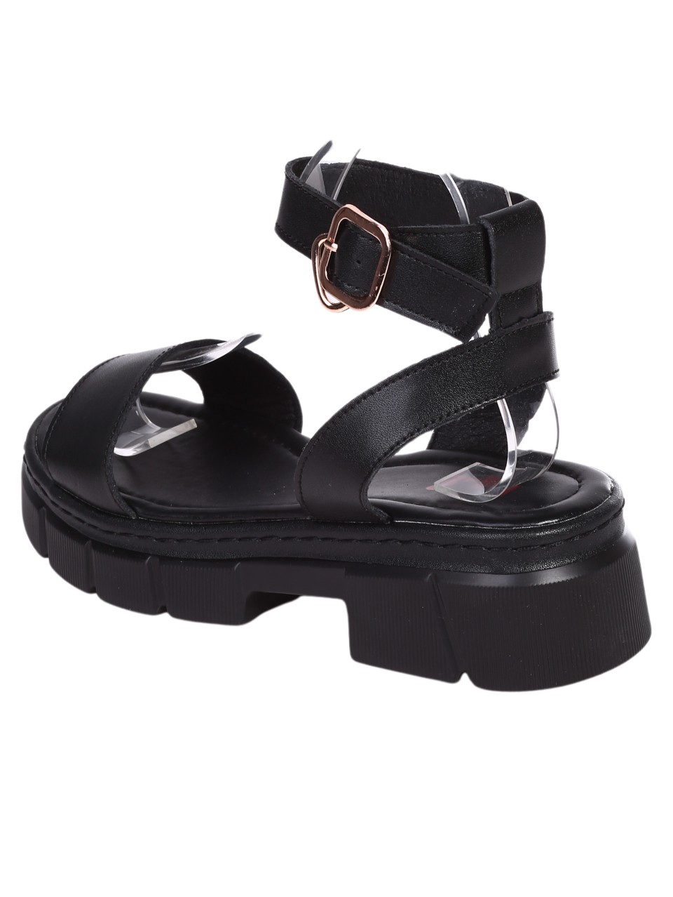 Ежедневни дамски сандали от естествена кожа в черно 4AF-24160 black