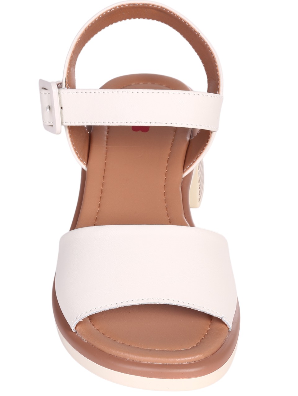 Ежедневни дамски сандал от естествена кожа в бяло 4AF-24161 white