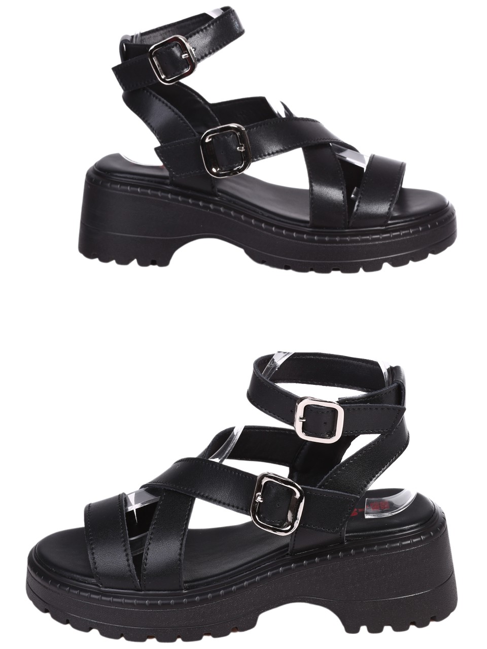 Ежедневни дамски сандали от естествена кожа в черно 4AF-24162 black