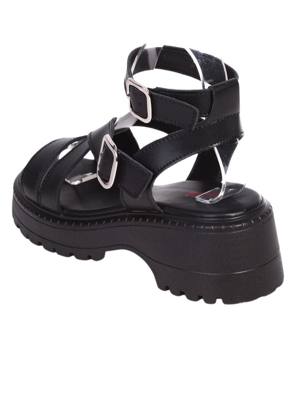 Ежедневни дамски сандали от естествена кожа в черно 4AF-24162 black