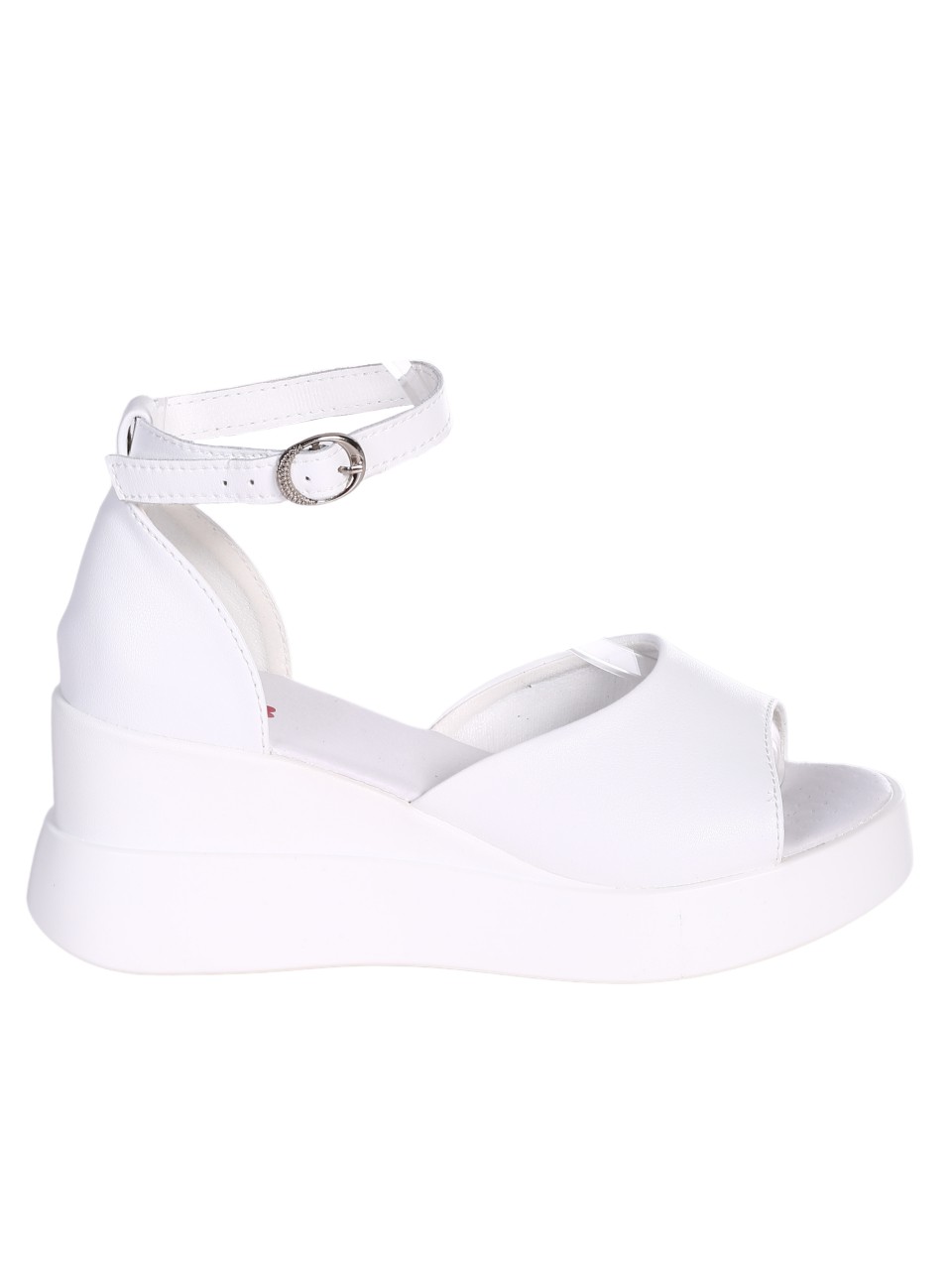 Ежедневни дамски сандал от естествена кожа в бяло 4AF-24163 white
