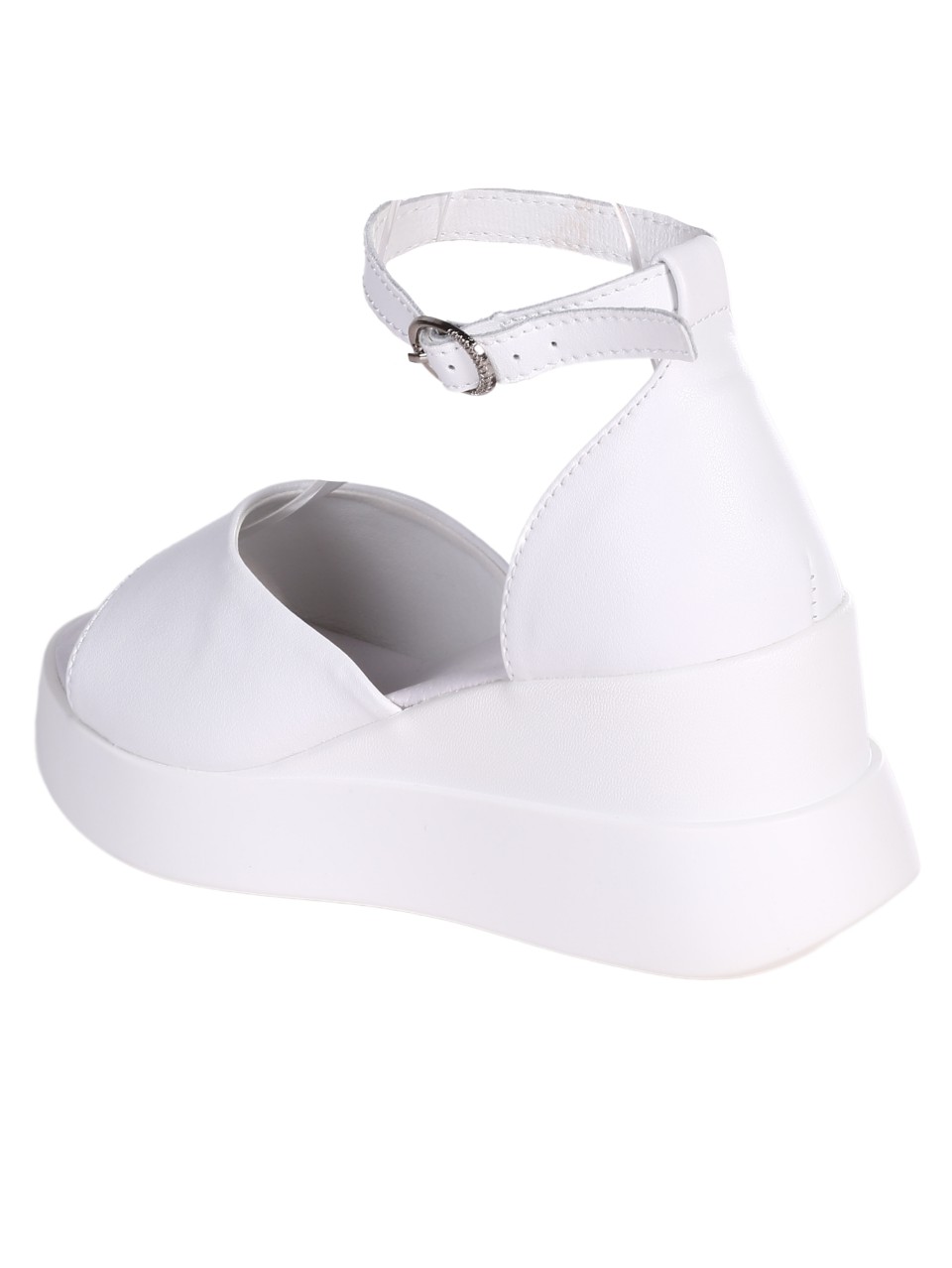 Ежедневни дамски сандал от естествена кожа в бяло 4AF-24163 white