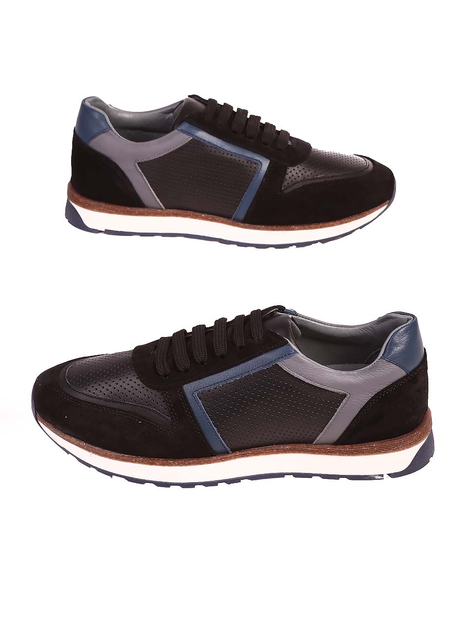 Ежедневни мъжки обувки от естествена кожа и набук 7AT-24354 black