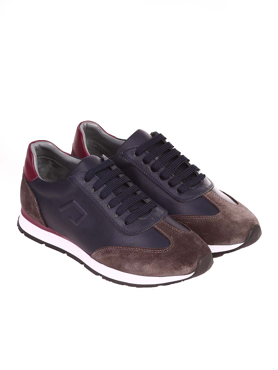 Ежедневни мъжки обувки от естествена кожа и велур 7AT-24359 grey