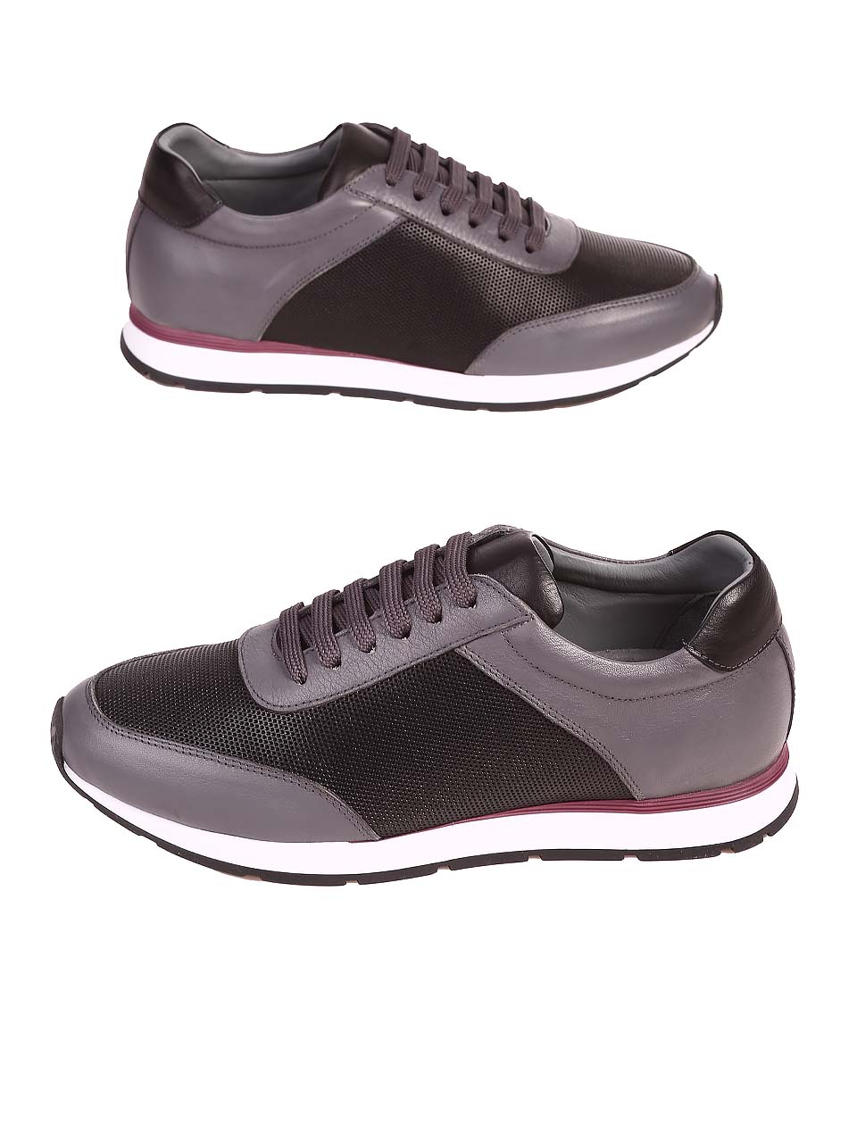 Ежедневни мъжки обувки от естествена кожа 7AT-24360 black/grey