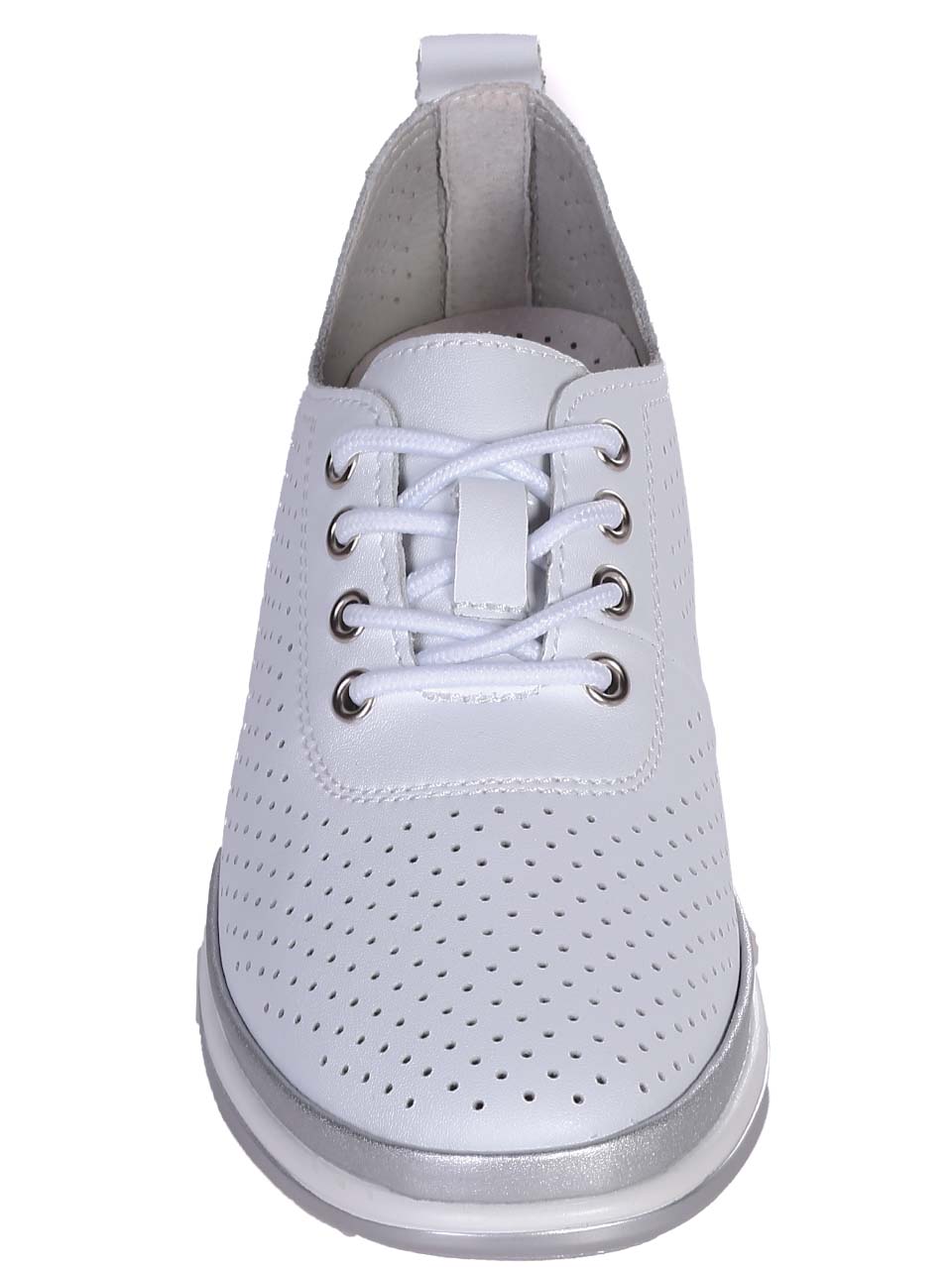 Ежедневни дамски обувки на платформа от естествена кожа в бяло 3AF-24105 white