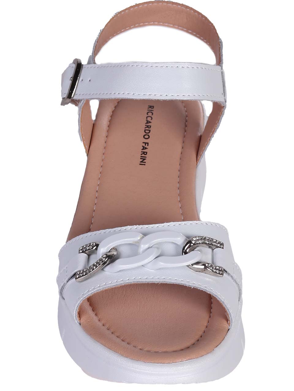 Ежедневни дамски сандали на платформа от естествена кожа в бяло 4AF-24108 white/grigio