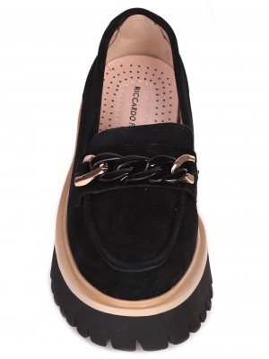 Ежедневни дамски обувки от естествен велур в черно 3AF-24151 black (23184)