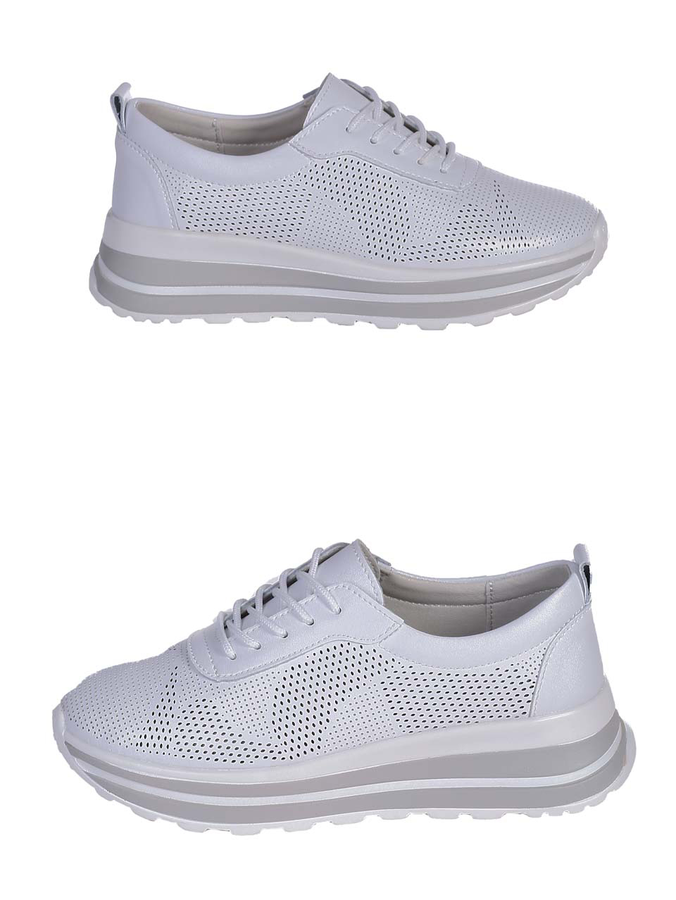 Ежедневни дамски обувки от естествена кожа в бяло 3AF-24241 white