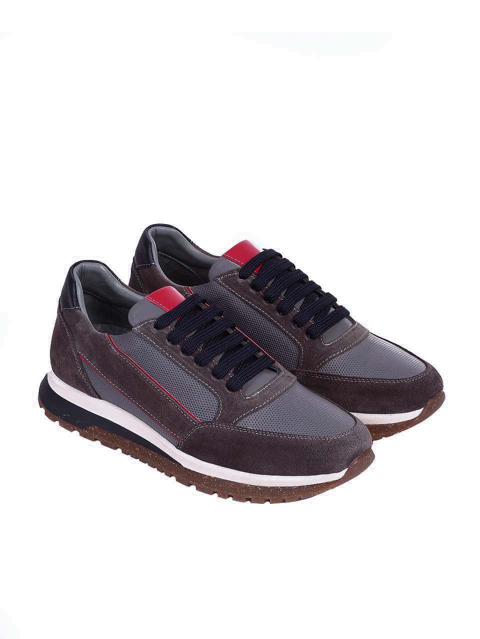 Мъжки обувки от естествен велур и естествена кожа 7AT-24358 grey