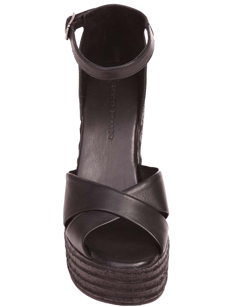 Ежедневни дамски сандали на платформа от естествена кожа в черно 4AT-24343 black