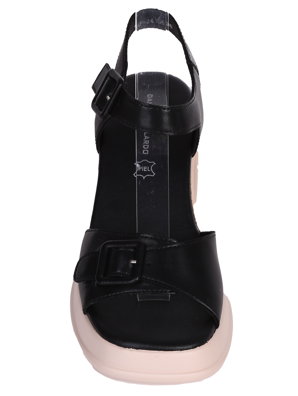 Ежедневни дамски сандали на ток в черен/бежов цвят 4AF-24166 black/beige