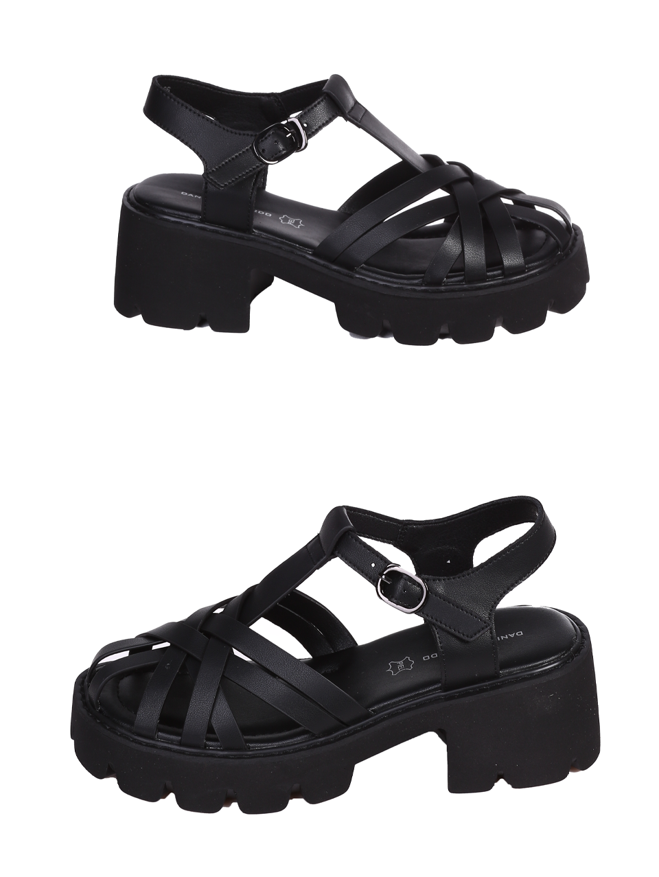 Ежедневни дамски сандали на ток в черно 4AF-24170 black