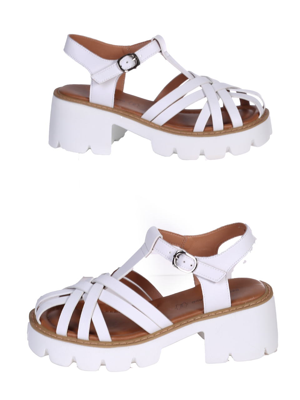 Ежедневни дамски сандали на ток в бяло 4AF-24170 white
