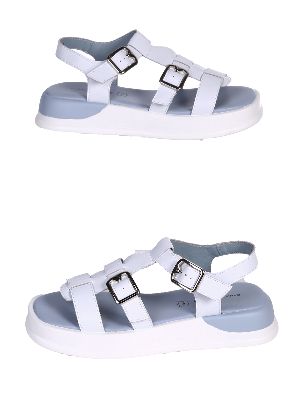 Ежедневни дамски сандали на платформа в бял/син цвят 4AF-24174 white/blue