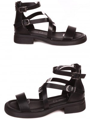 Ежедневни дамски равни сандали в черно 4AF-24176 black (23202)