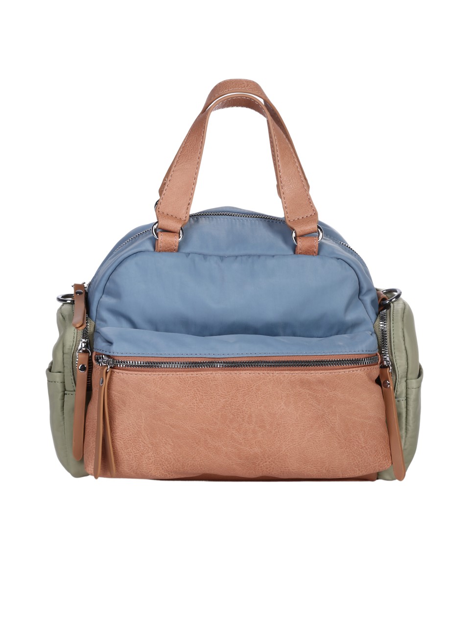 Ежедневна дамска чанта тип сак в син син/бежов цвят 9Q-24279 blue