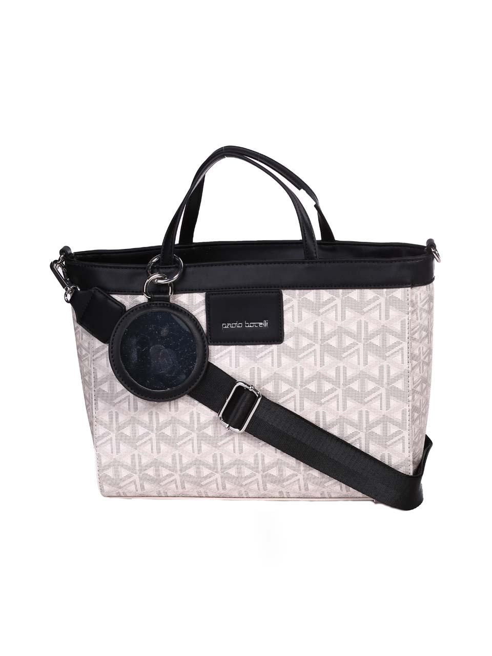 Елегантна дамска чанта в бежов/черен цвят 9Q-24295 black/beige