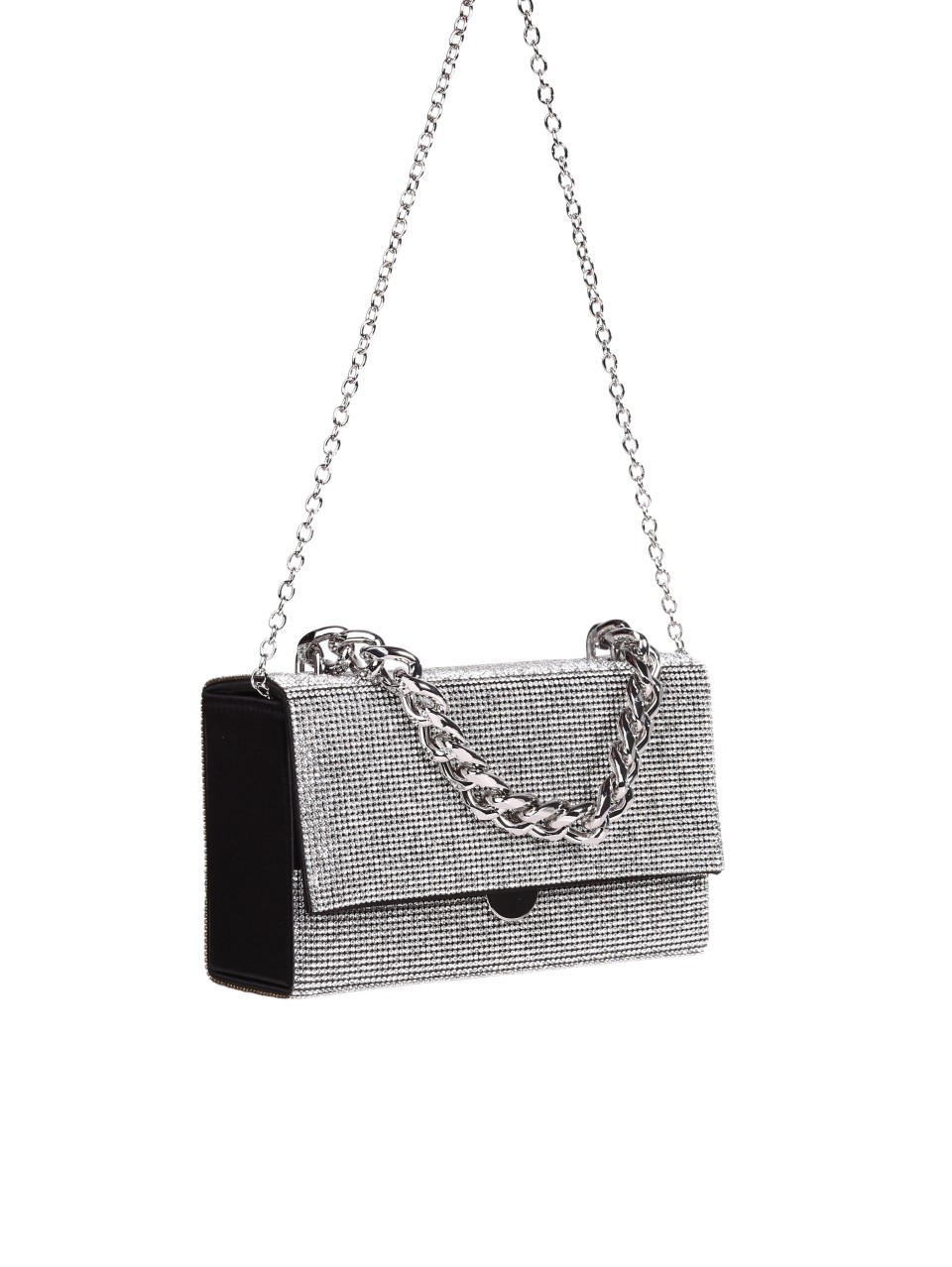 Елегантна дамска чанта в черно обсипана с декоративни камъни 9AG-24253 black/silver