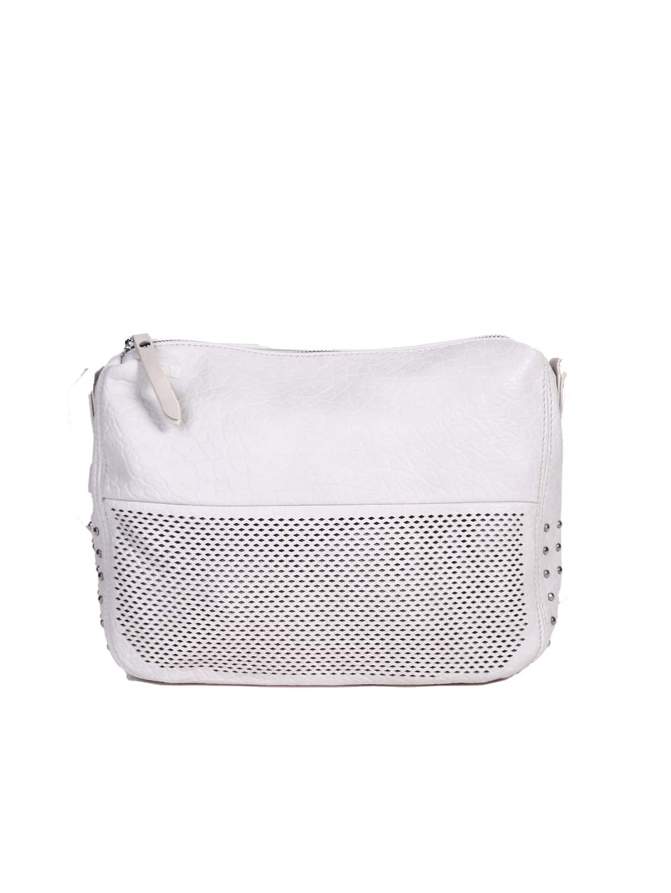 Ежедневна дамска чанта в бял/сив цвят 9Q-24291 оff white