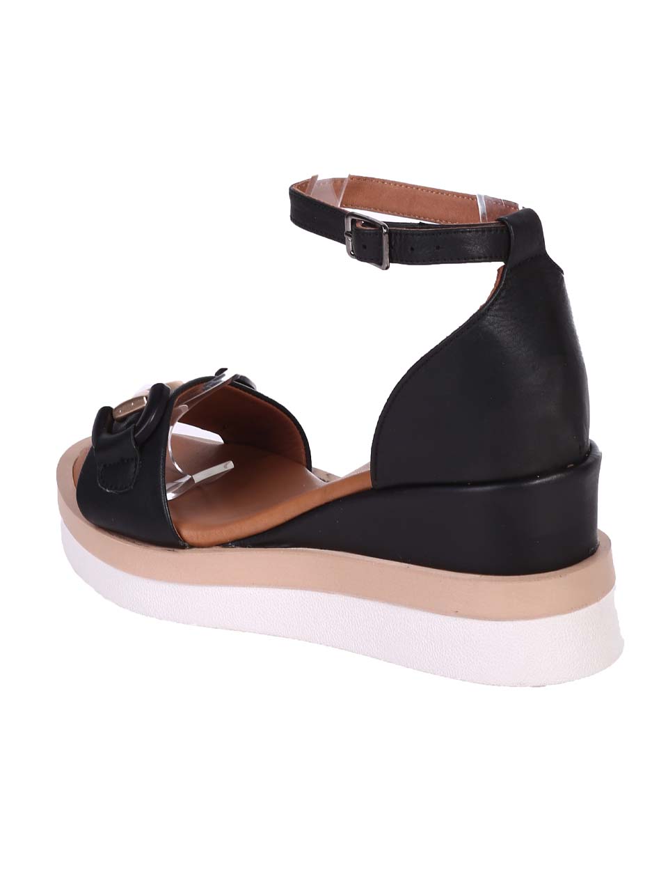 Ежедневни дамски сандали на платформа от естествена кожа в черно 4AT-24344 black