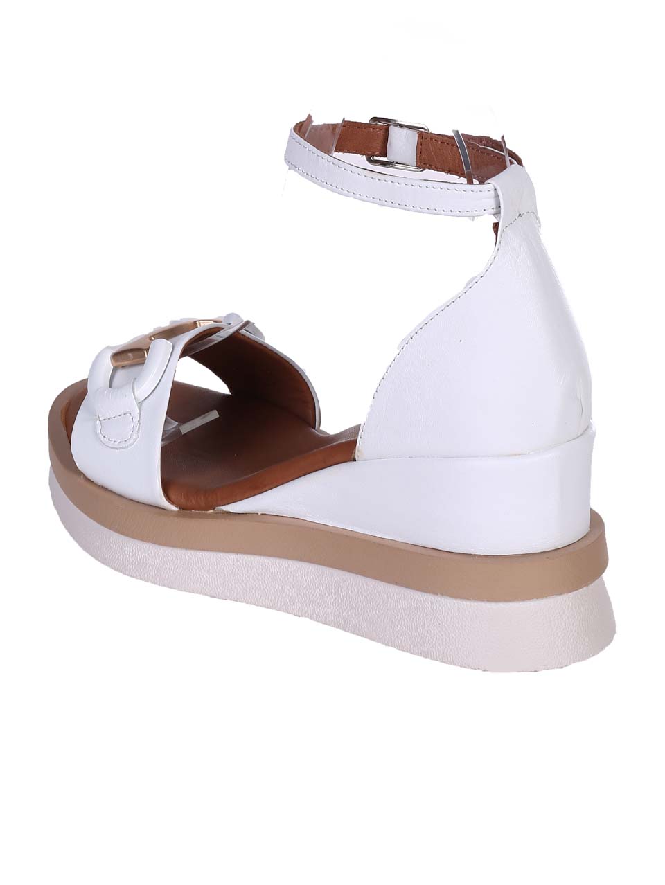 Ежедневни дамски сандали на платформа от естествена кожа в бяло 4AT-24344 white
