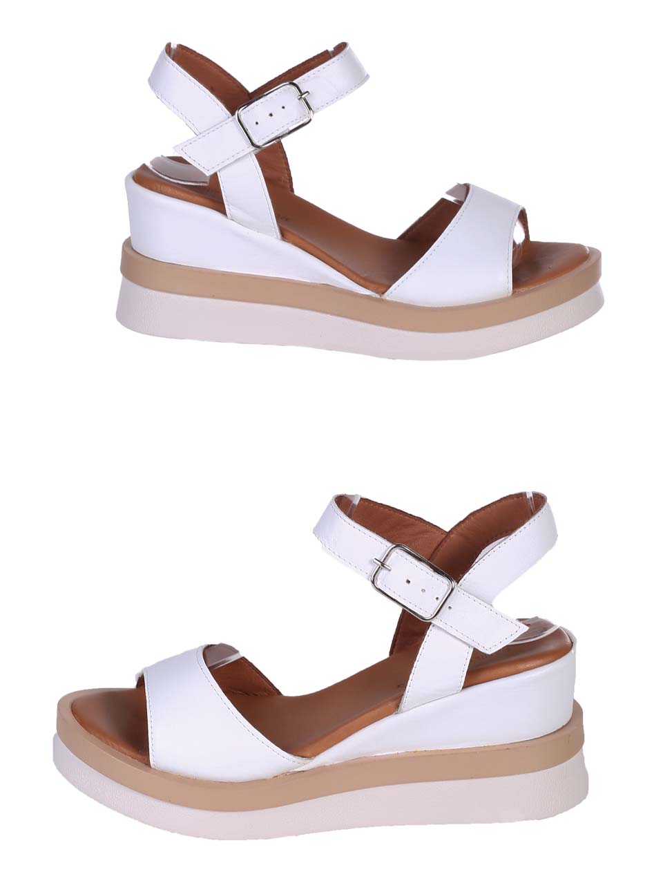 Ежедневни дамски сандали на платформа от естествена кожа в бяло 4AT-24345 white