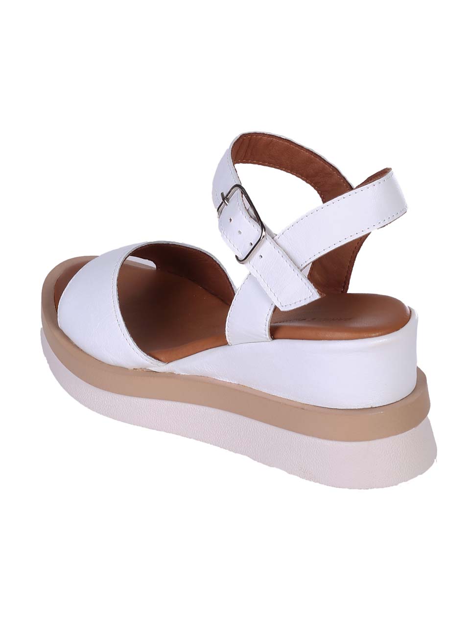 Ежедневни дамски сандали на платформа от естествена кожа в бяло 4AT-24345 white