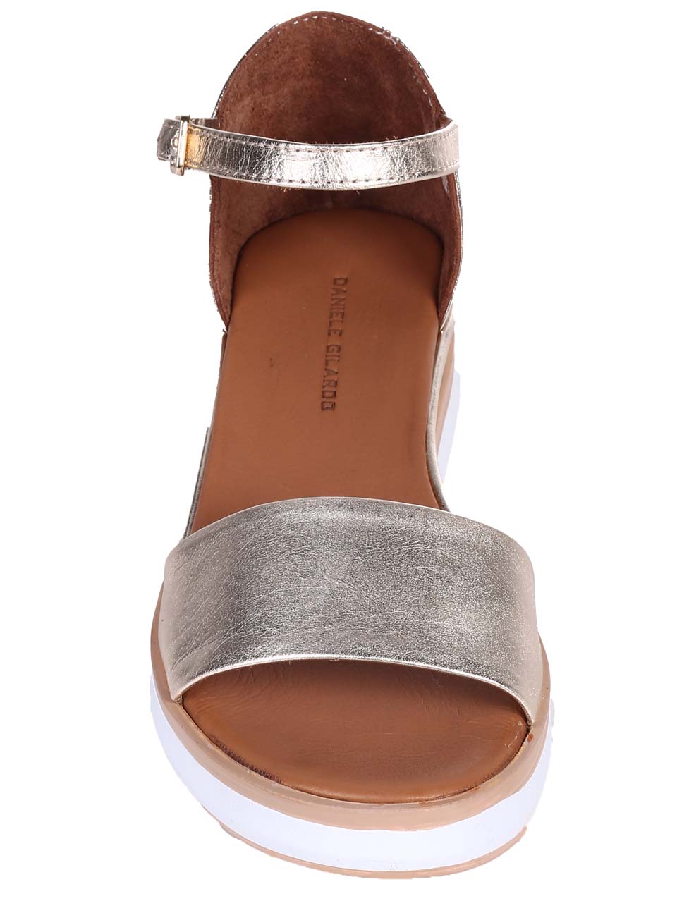 Ежедневни дамски сандали на платформа от естествена кожа в златисто 4AT-24346 gold