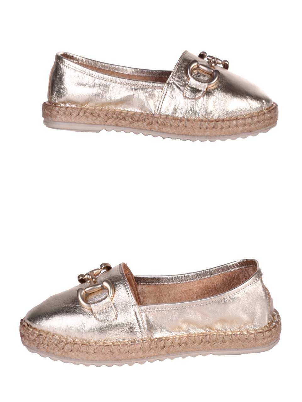 Ежедневни дамски обувки тип мокасина от естествена кожа в златисто 3AT-24350 gold