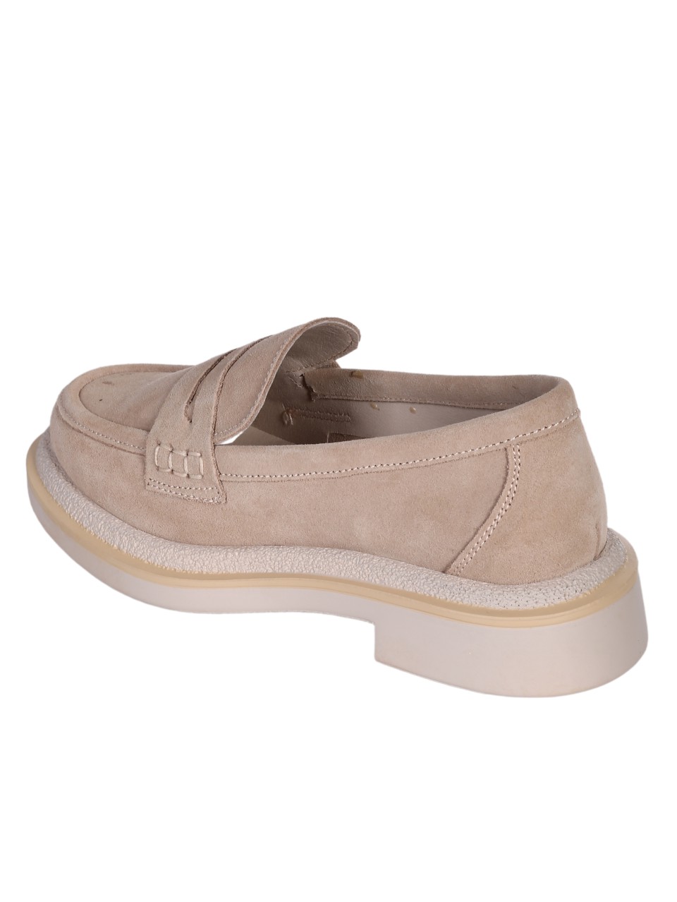 Ежедневни дамски мокасини от естествен велур в бежово 73010-03 beige