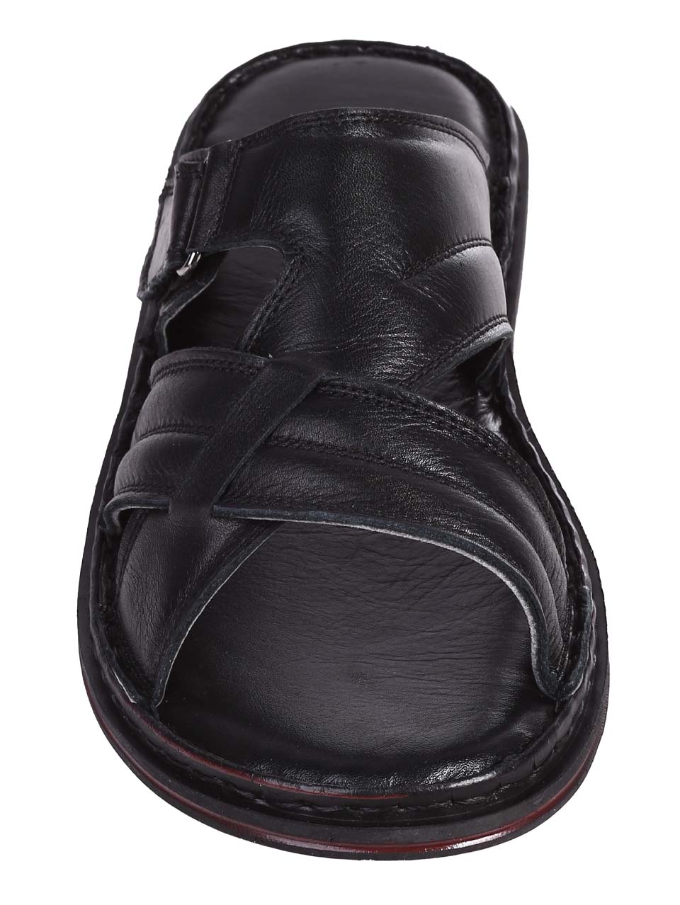 Ежедневни мъжки чехли от естествена кожа в черно 8AT-24391 black
