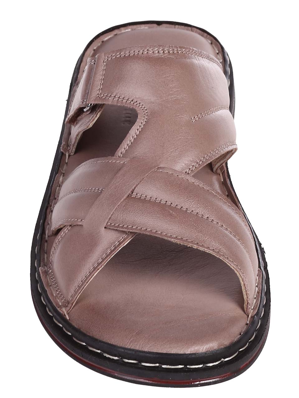 Ежедневни мъжки чехли от естествена кожа в бежово 8AT-24391 beige
