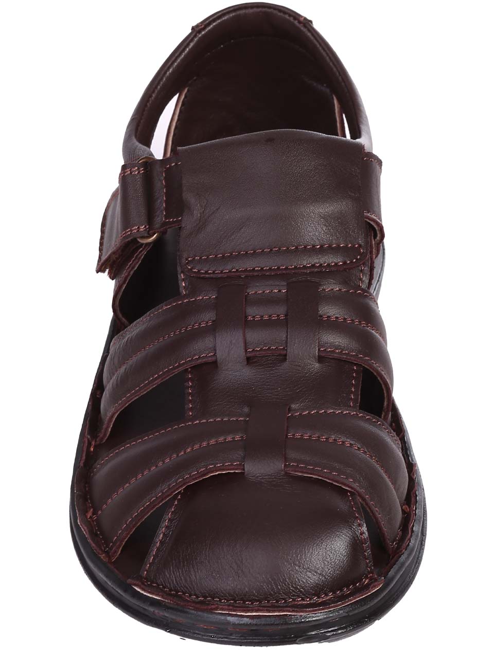 Ежедневни мъжки сандали от естествена кожа в кафяво 8AT-24405 dk.brown