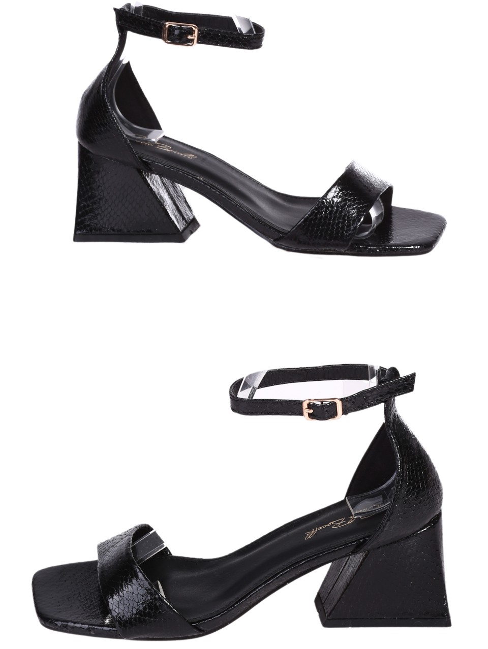 Елегантни дамски сандали на ток в черно 4M-24009 black