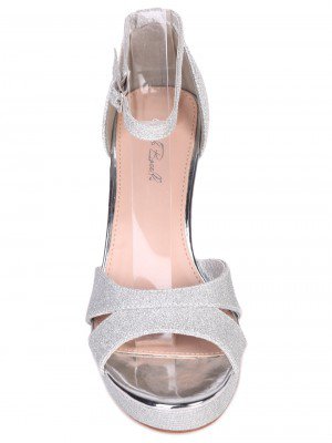 Елегантни дамски сандали на ток в сребристо 4M-24040 silver (23017)