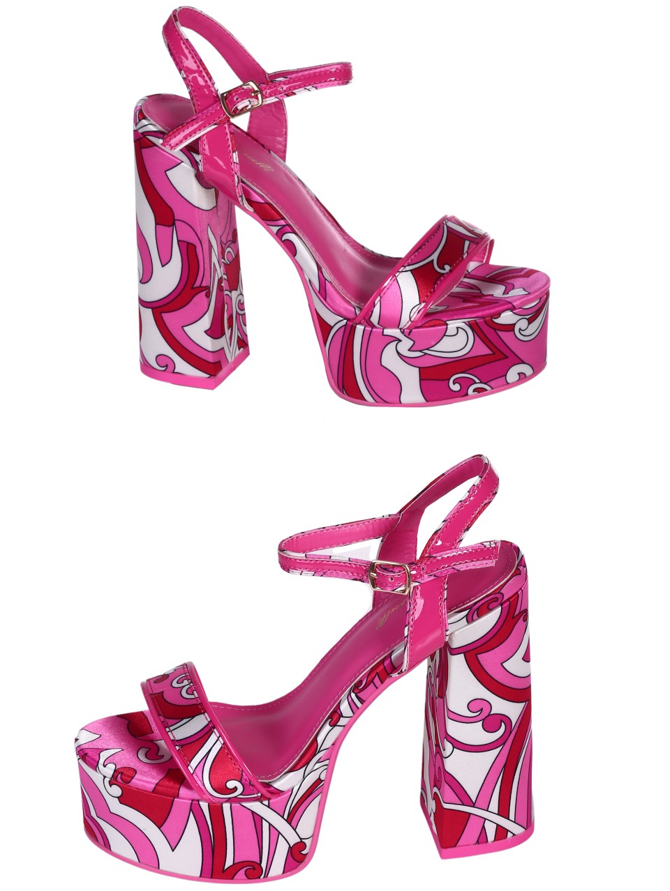 Елегантни дамски сандали на ток в цвят фуксия 4M-24207 fuchsia